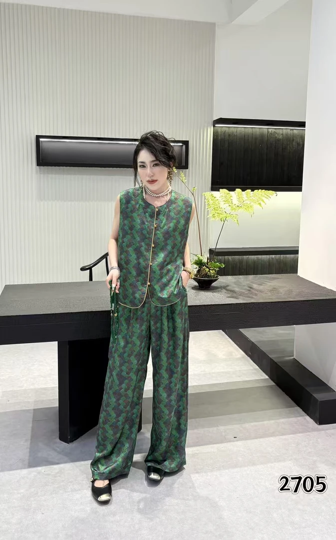 2025夏季新款复古套装新中式上衣双面服洋气百搭