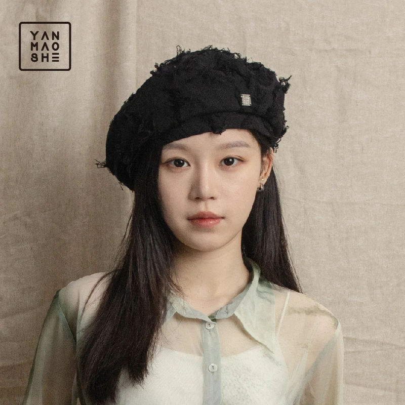 研帽社方标 春水 春秋棉麻贝雷帽女画家帽文艺气质大头围小头帽子