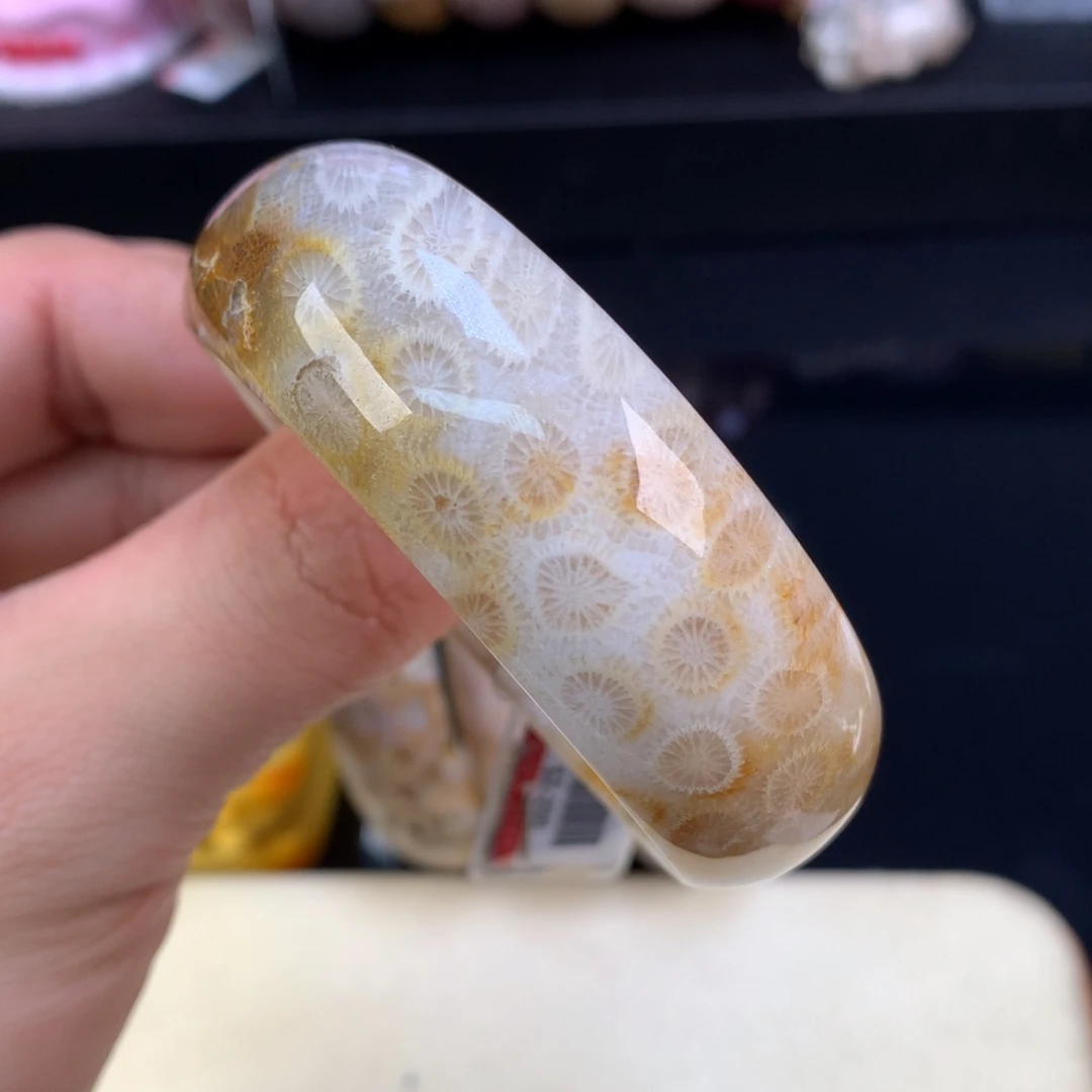 硅化珊瑚（珊瑚玉）未镶嵌颈饰21号柠檬片52.8圈