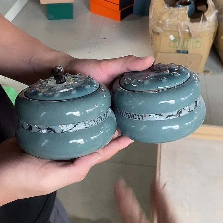 瓷片陶瓷茶叶罐密封罐家用摆件