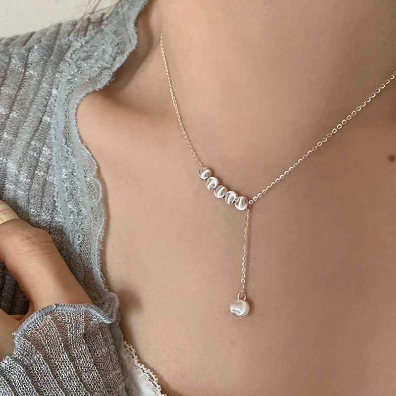 铜合金吊坠 拉丝金属小圆球吊坠项链女轻奢简约个性时尚气质优雅