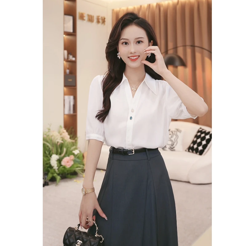 法式宽松简约百搭显瘦衬衫女2025夏季新款设计感小众宽松TU27288