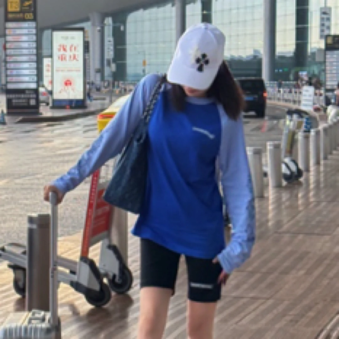 【MDX】克莱茵蓝印花拼接撞色插肩袖长袖男女同款