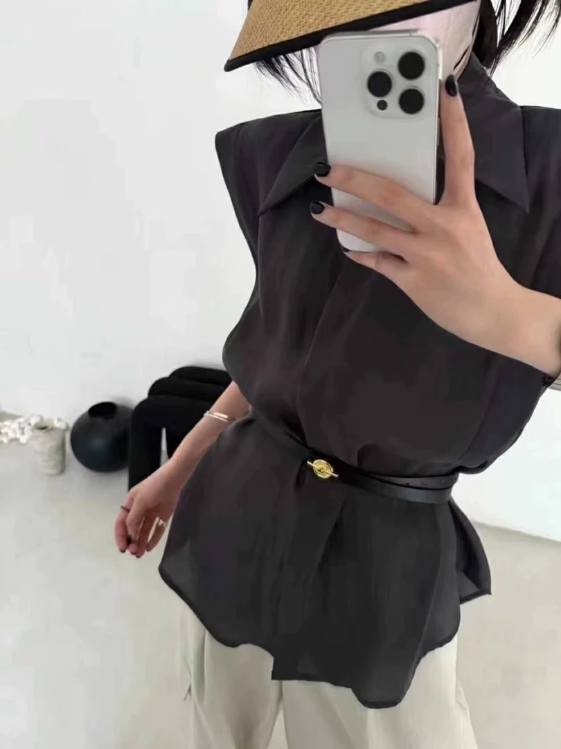 230高级感轻熟风坎肩无袖衬衫女夏季新款气质通勤百搭显瘦网红ins