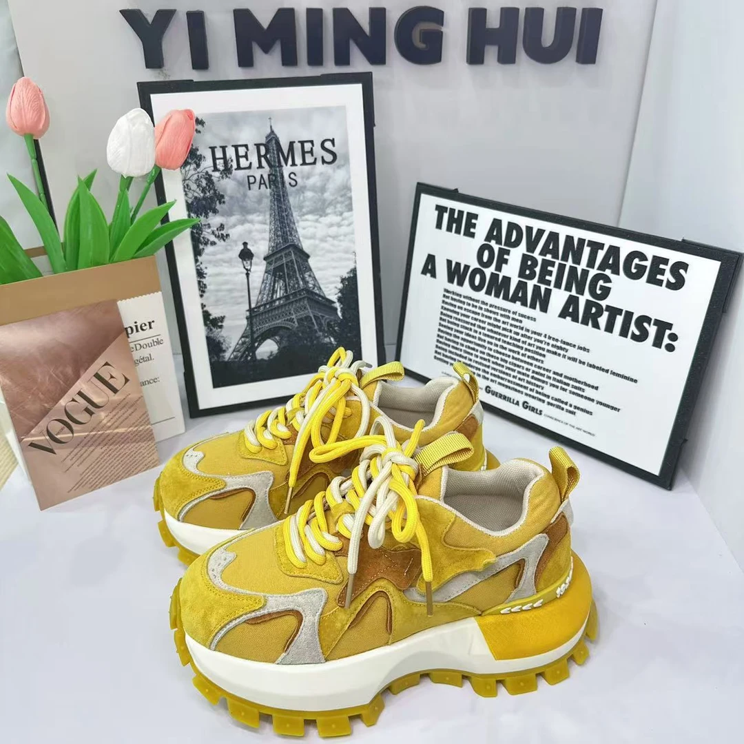 [YMH] 25年新款女士真皮休闲时尚阿甘鞋百搭厚底运动鞋W-01