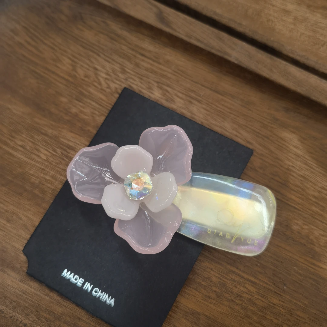 F003粉色花朵告告边夹