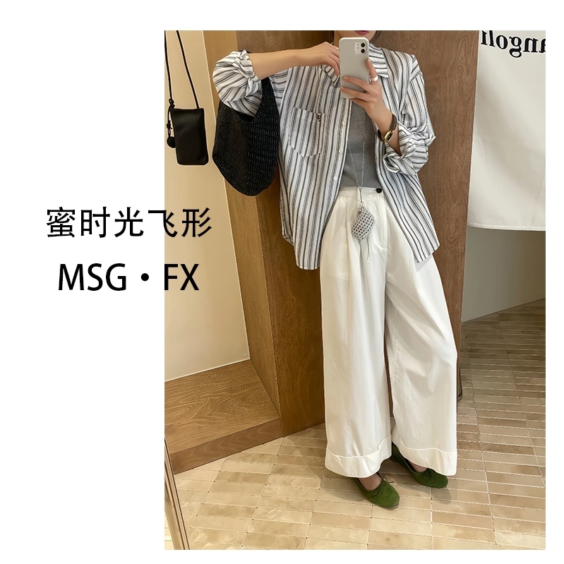 2025新款春季百搭小众设计感时尚休闲高腰显瘦直筒宽松阔腿裤女