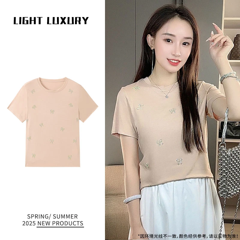 新款莱赛尔蝴蝶T恤女RHY