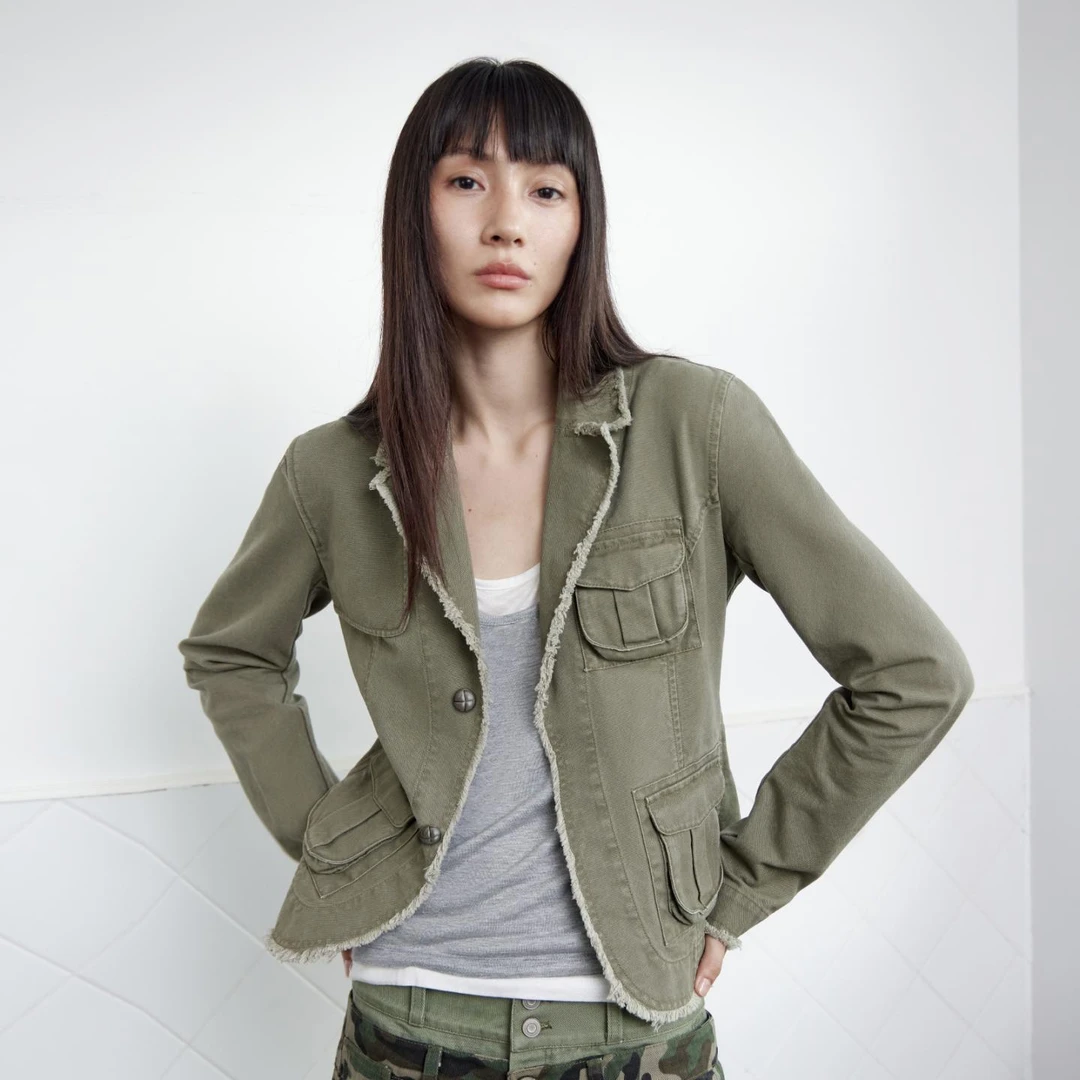 复古洗水修身西服