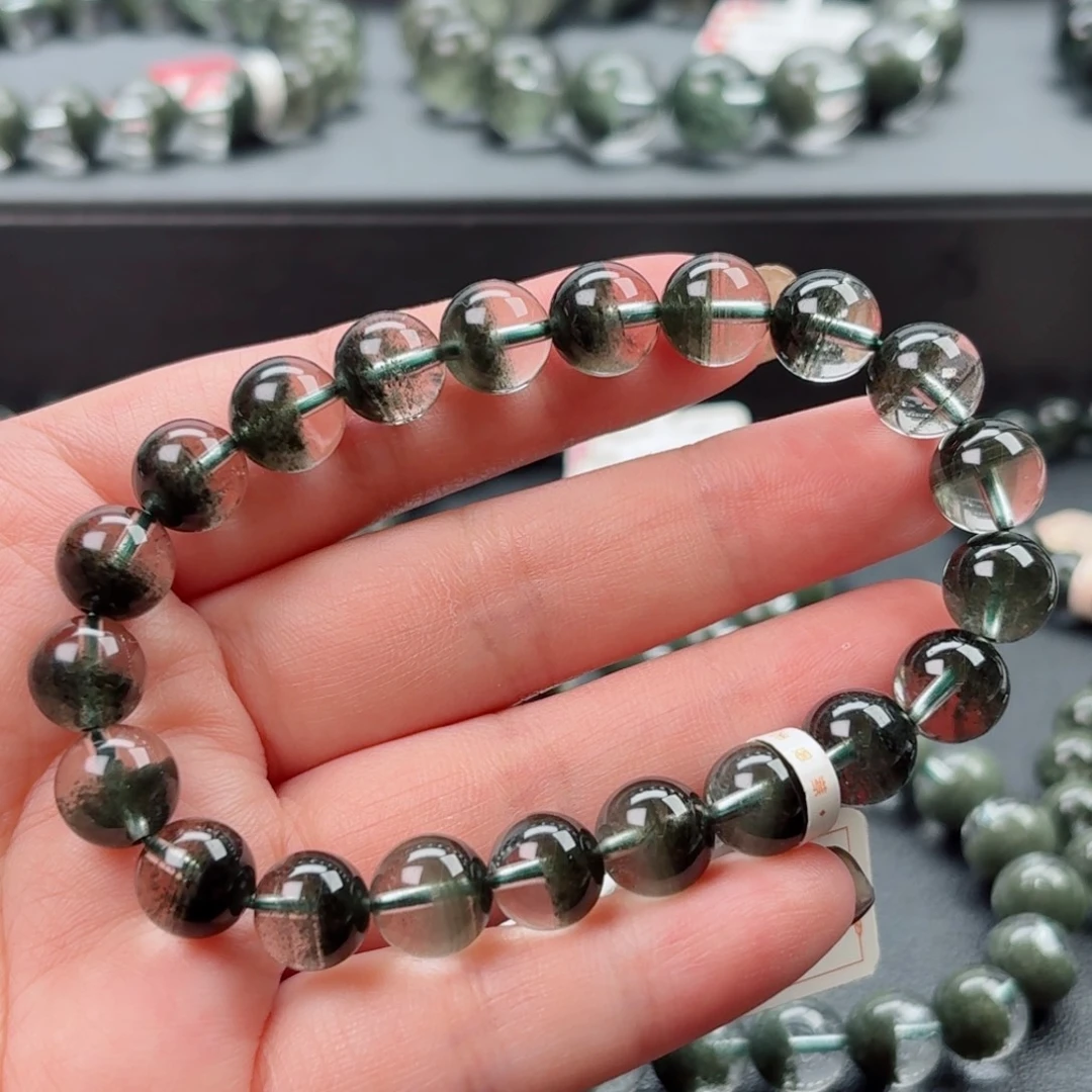 手链水晶未镶嵌绿幽灵聚宝盆无红皮9mm