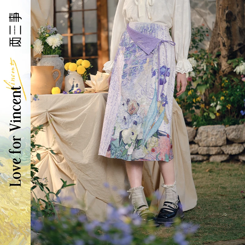 两三事梵高文艺少女的祈愿刺绣绑带印花S25CKB32