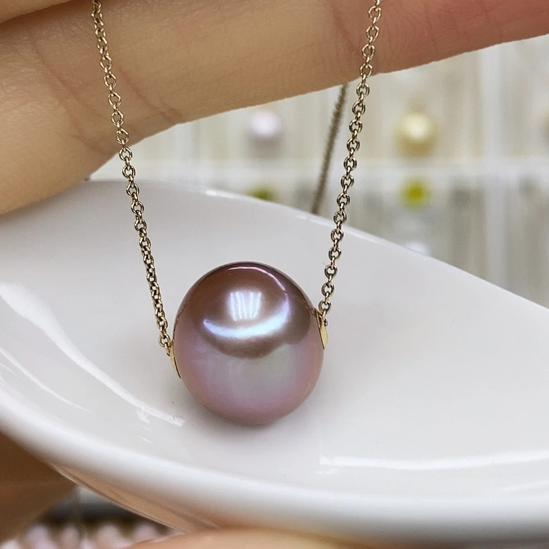 淡水珍珠吊坠(赠链)18K金镶嵌