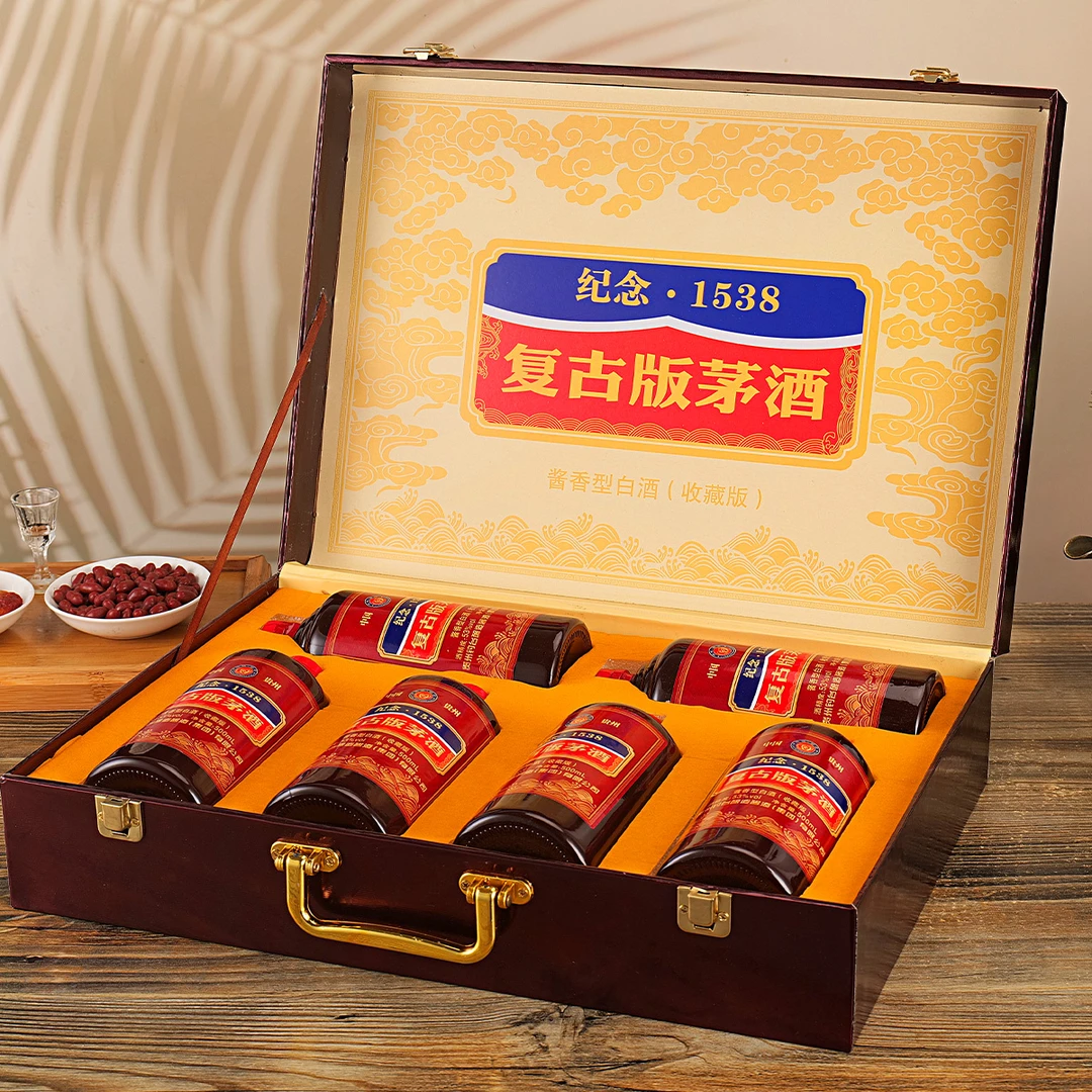 一河一村复古版茅酒手提礼箱 53度500毫升*6瓶白酒