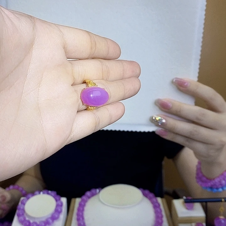 紫锂辉高冰收藏级戒指锂辉石银S925镶嵌