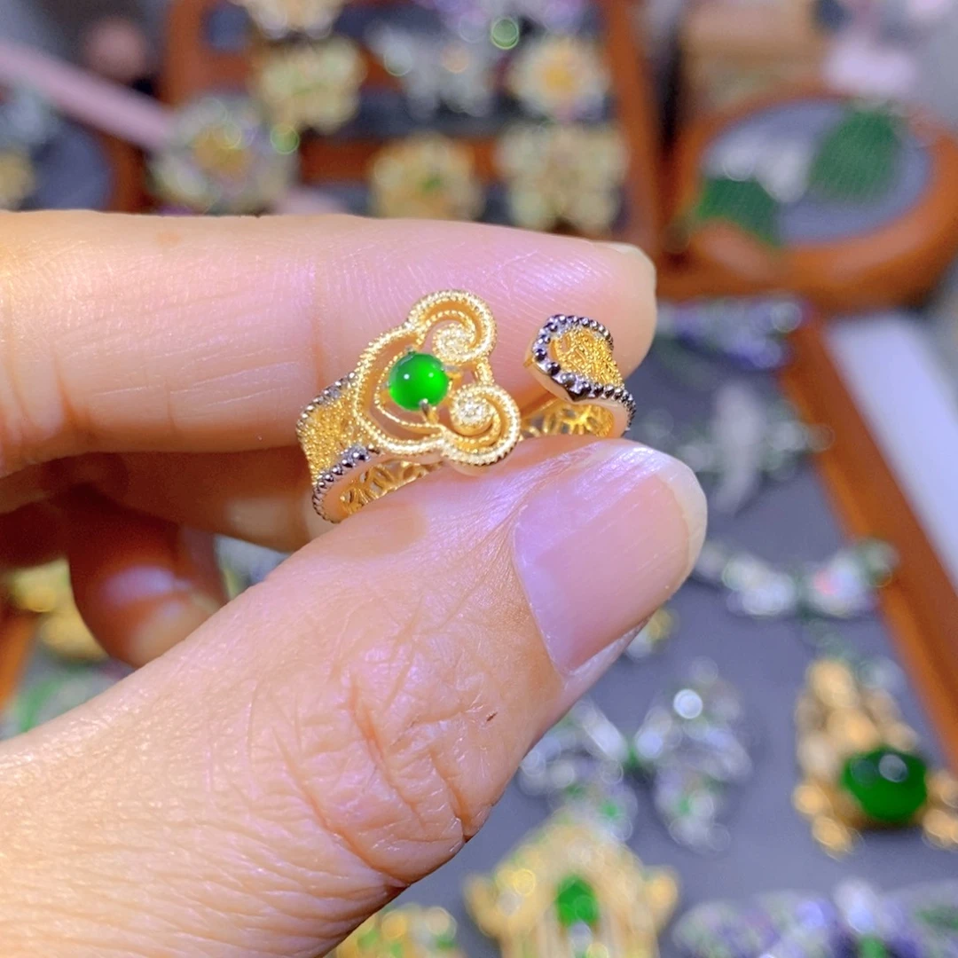 颈饰银S925镶嵌翡翠