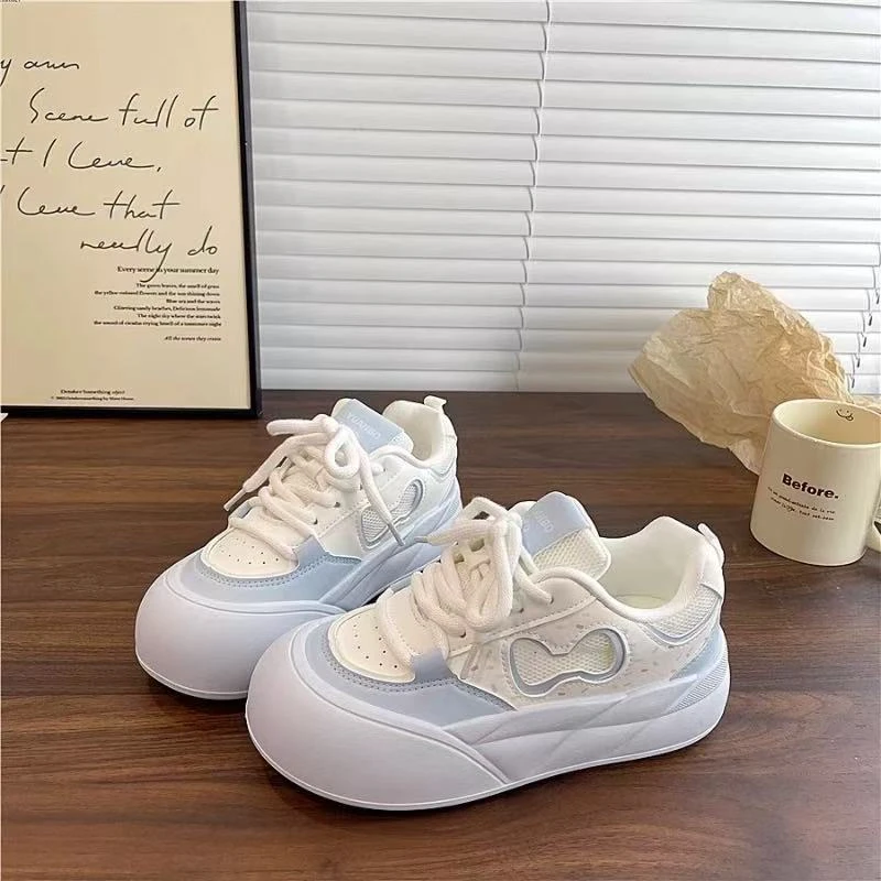 钟意你~可爱厚底增高小白鞋女ins2025新款夏季透气百搭面包鞋板鞋