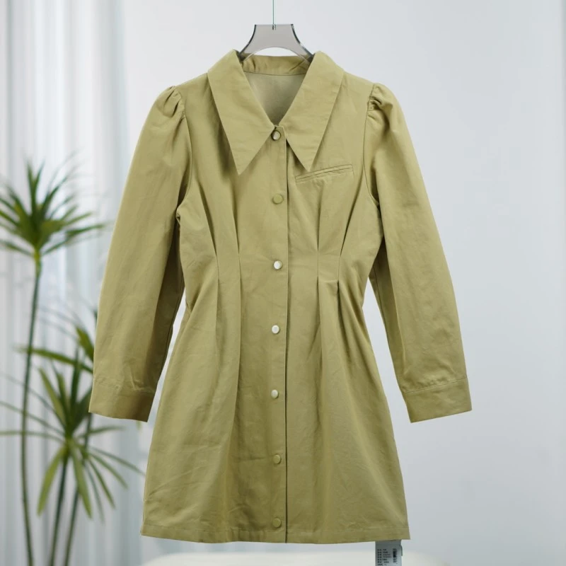 一路童行 谷系列  A606  女装 撤柜经典休闲衬衫裙 213XLY516