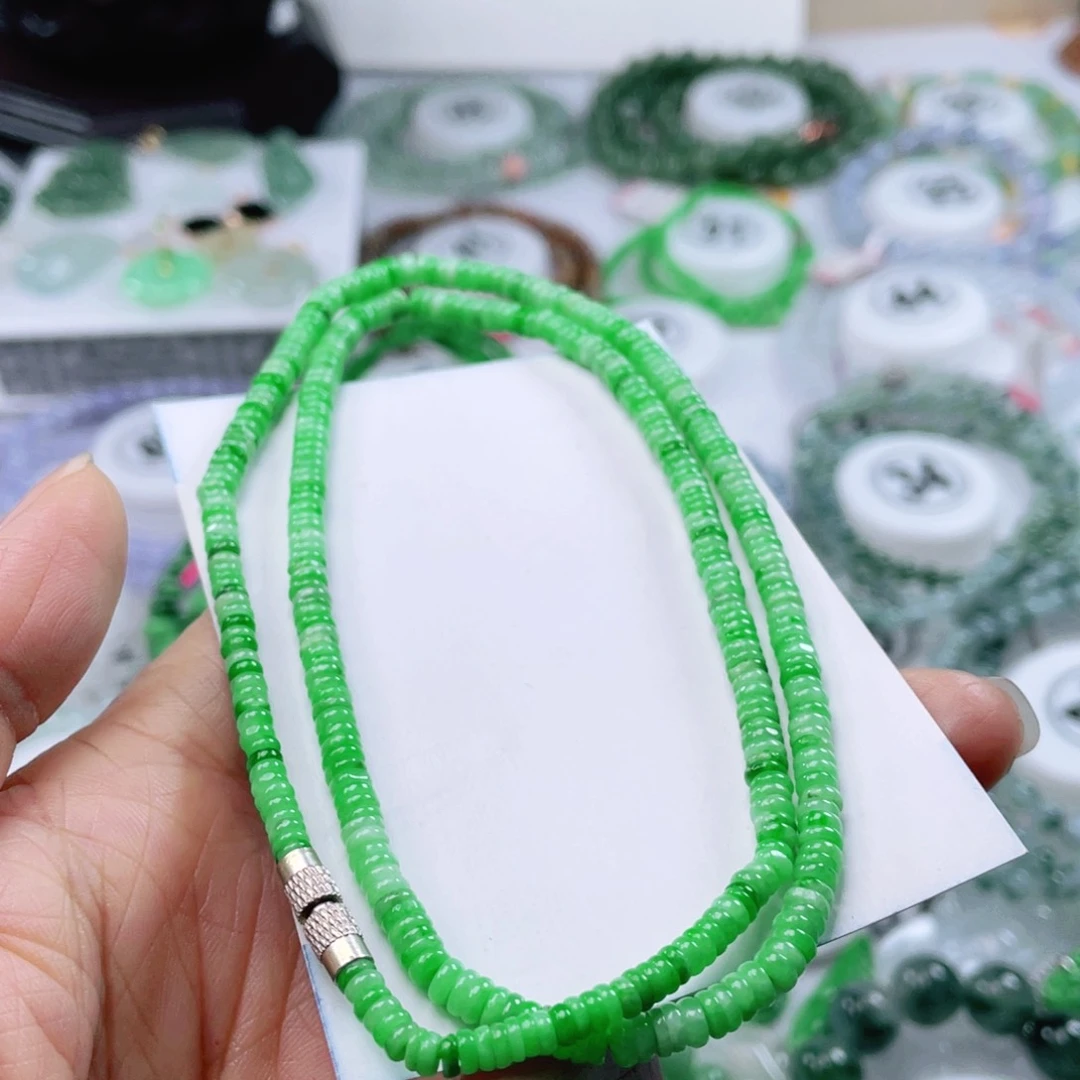 翡翠手链未镶嵌天然翡翠项链4mm左右