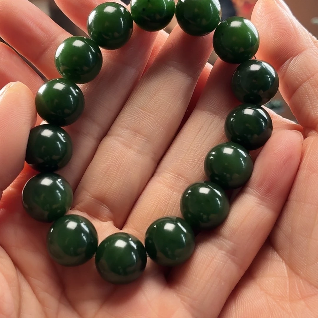 和田玉未镶嵌手链俄碧玉圆14