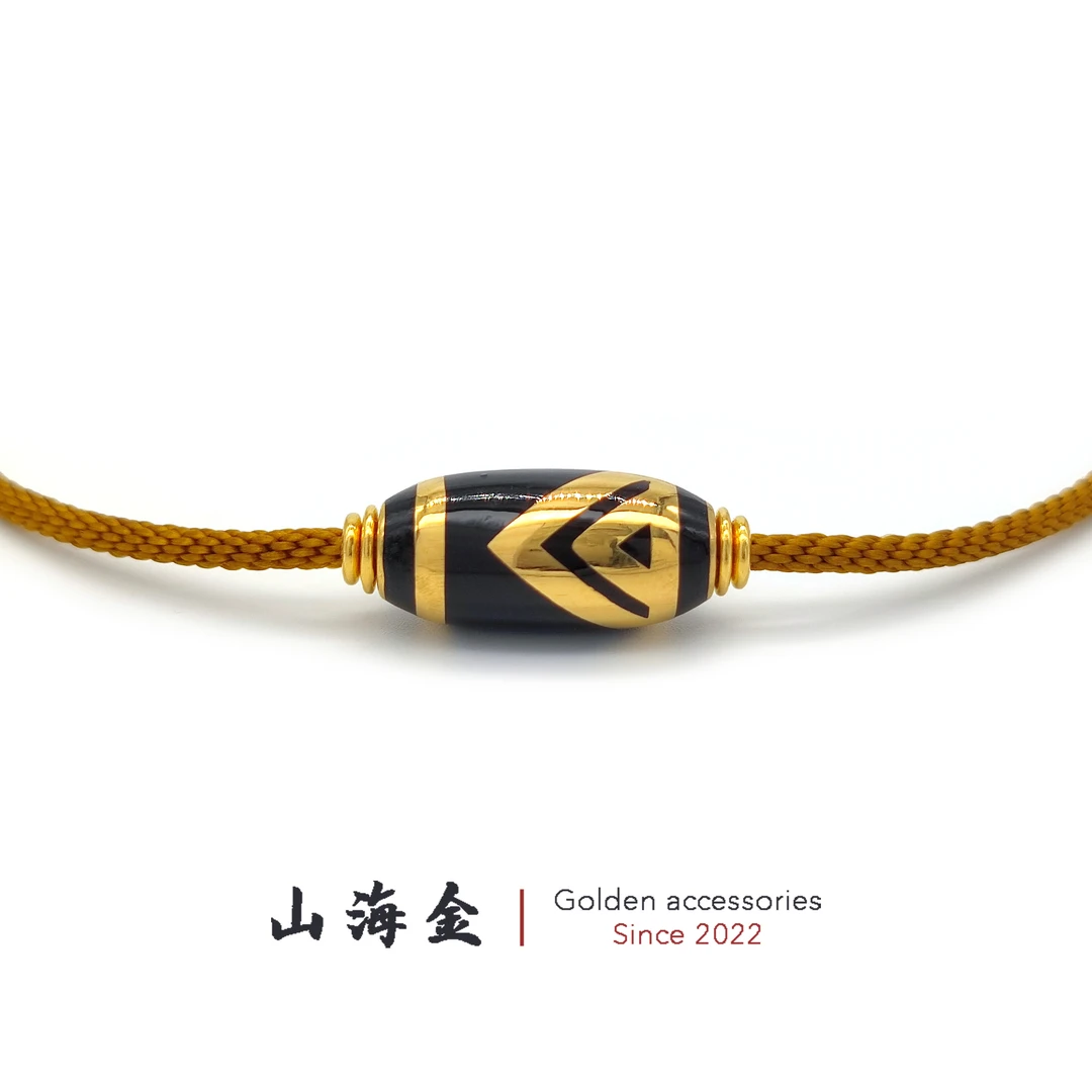 山海金 999足金珐琅天珠一二三六九眼藏式锁骨链脖挂文玩配饰