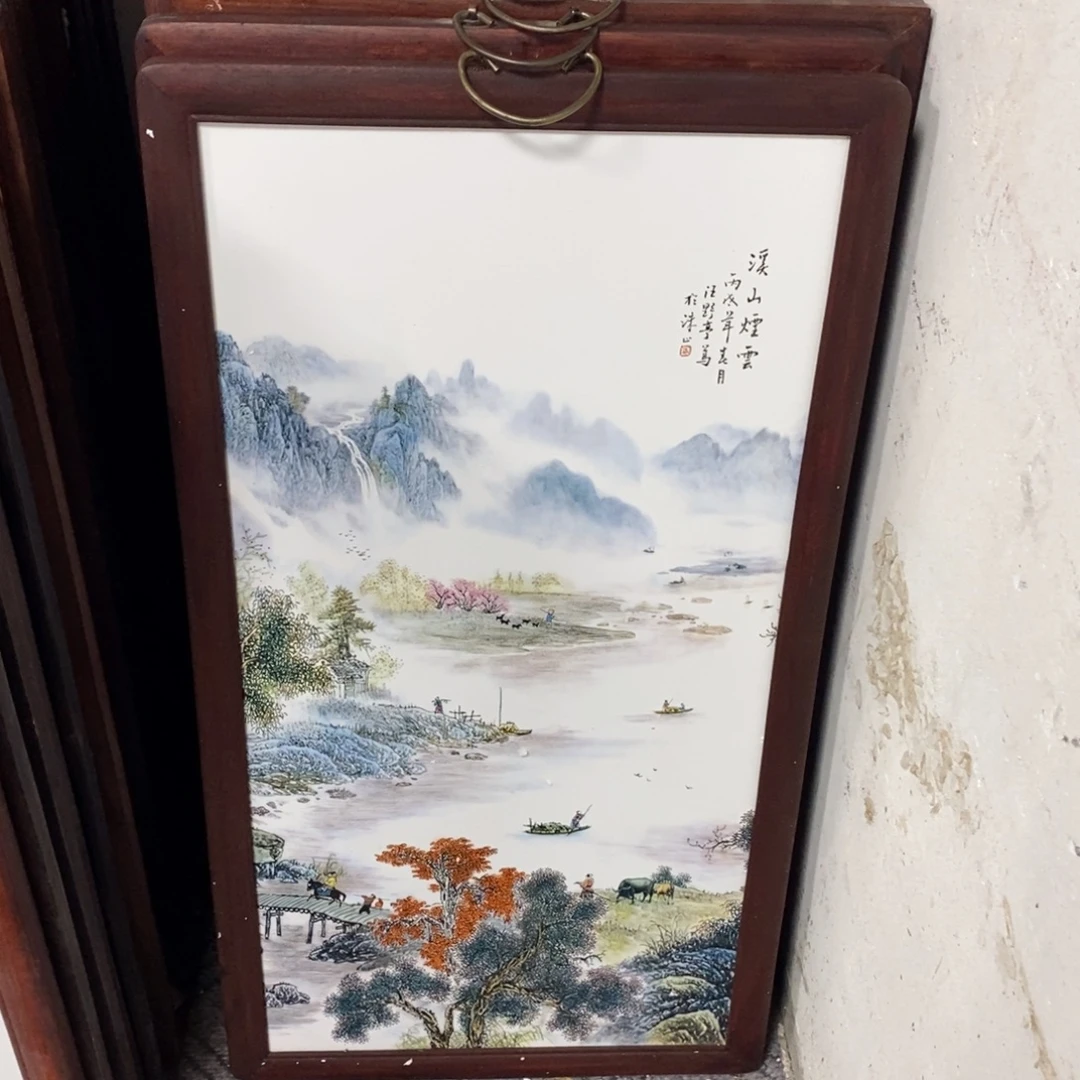瓷86*46*1景德镇瓷板画柴窑烧制