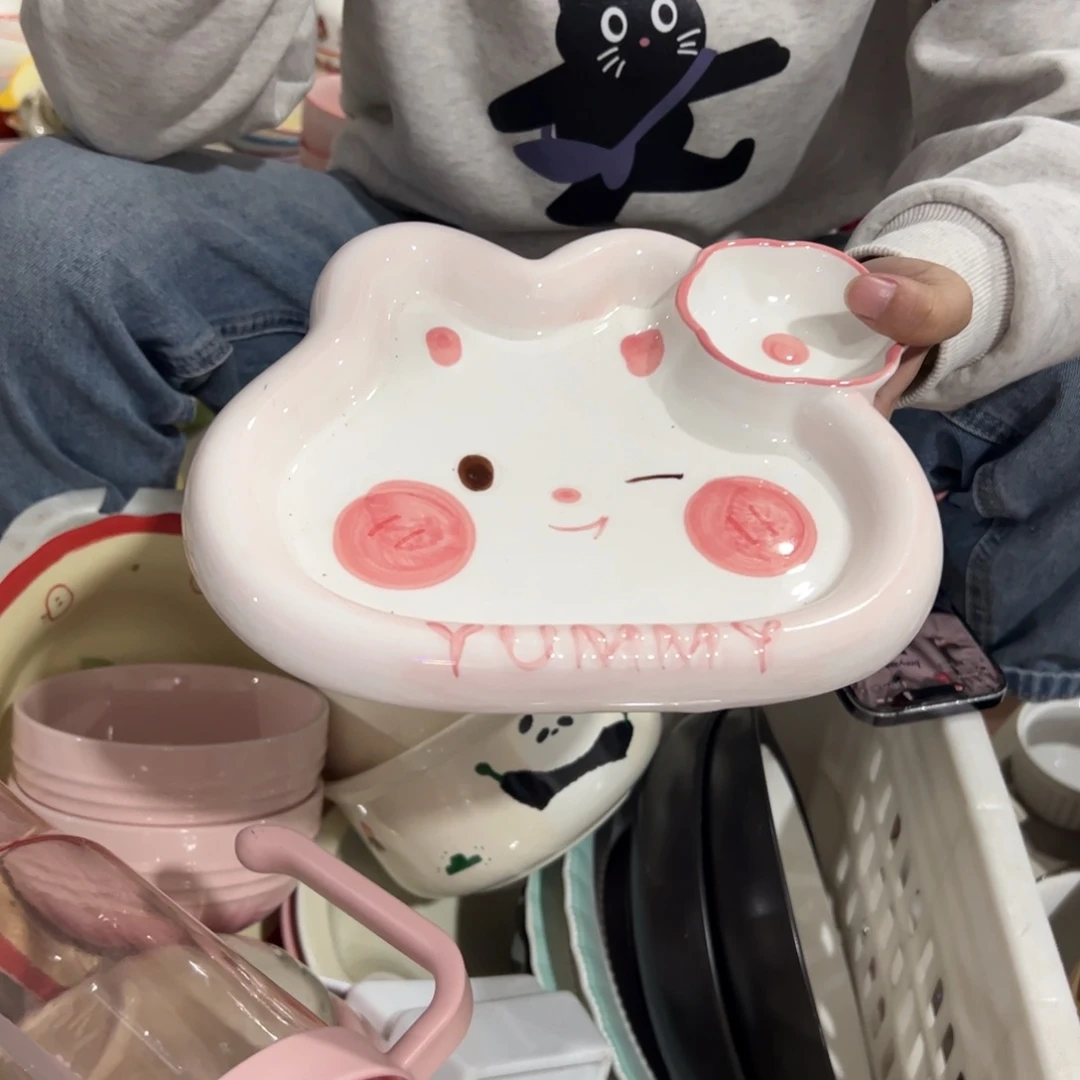 瓷片兔子饺子盘一个