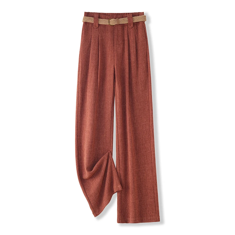 拉夏贝尔西装阔腿裤女夏季薄款2025新款显瘦小个子垂坠感直筒裤子