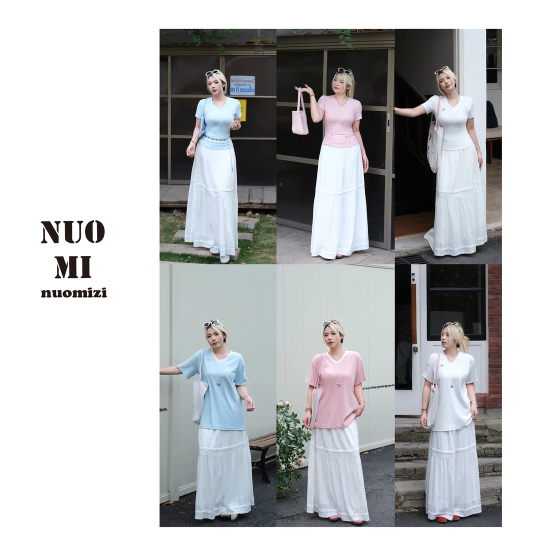 ZOZ糯米子[猫咪T]刺绣设计v领短袖T恤女春季显瘦百搭上衣