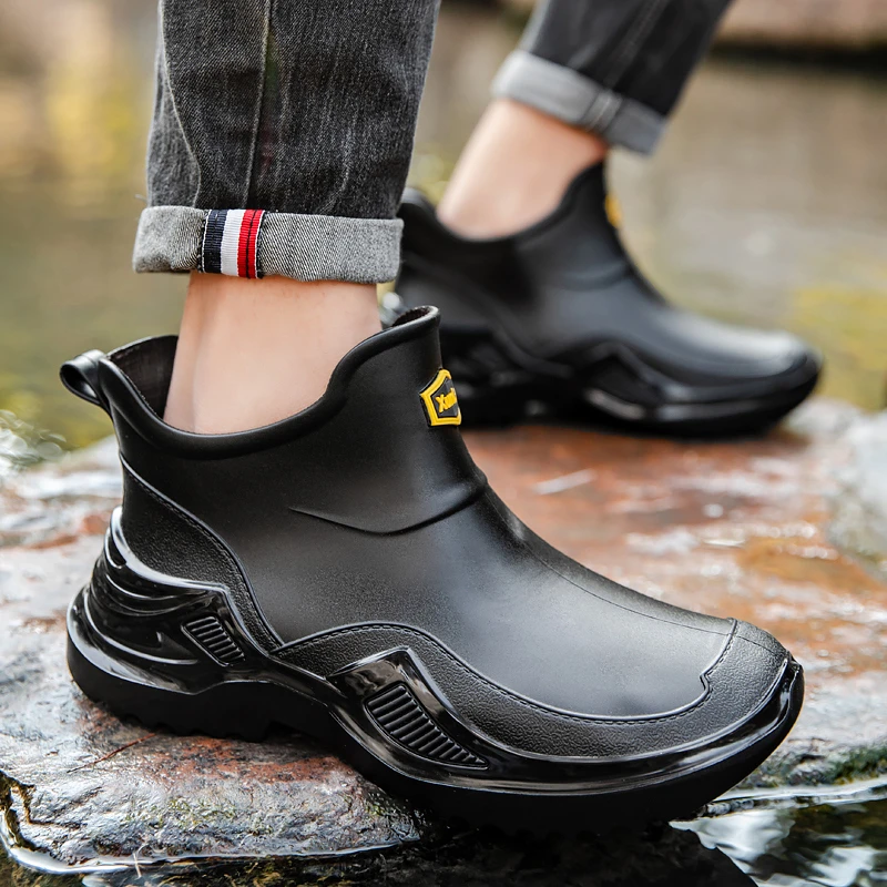 雨靴男士潮流低帮防滑水靴厨房洗车钓鱼短筒防水鞋厚底大人雨鞋男