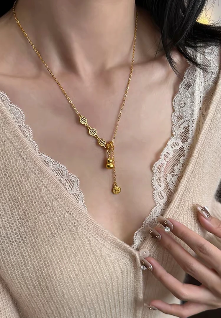 S022-精工古法葫芦项链