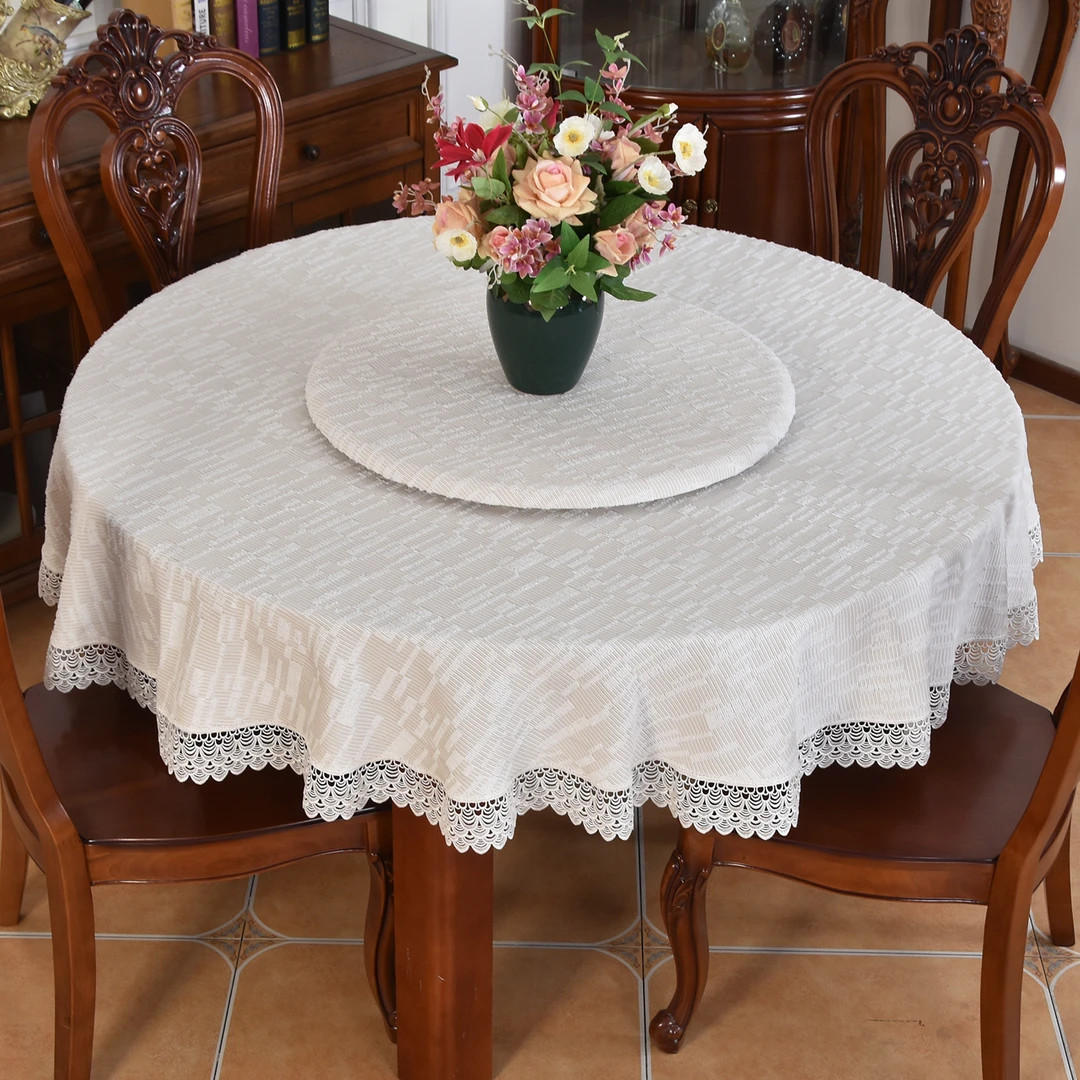 2025新款圆形台布茶几双层大圆桌桌布米色现代简约家用布艺定制