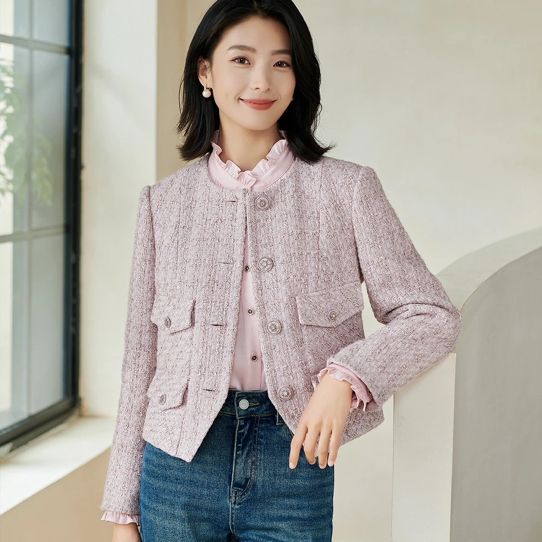 【薇薇专属】小香风高级感亮丝修身保暖短外套5Q24AW0009