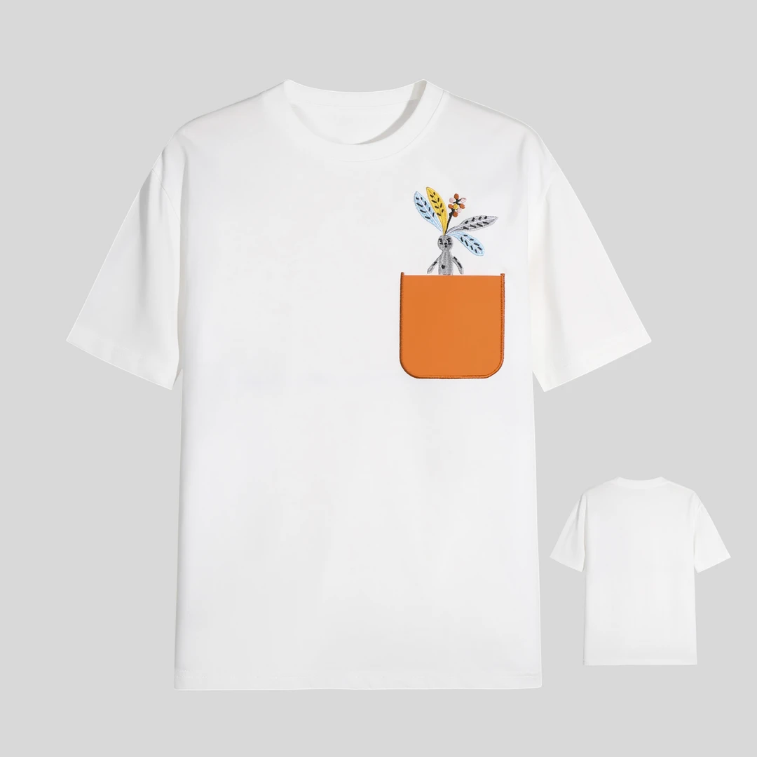 【花1】男士夏季经典百搭短袖时尚萝卜刺绣T恤 y301