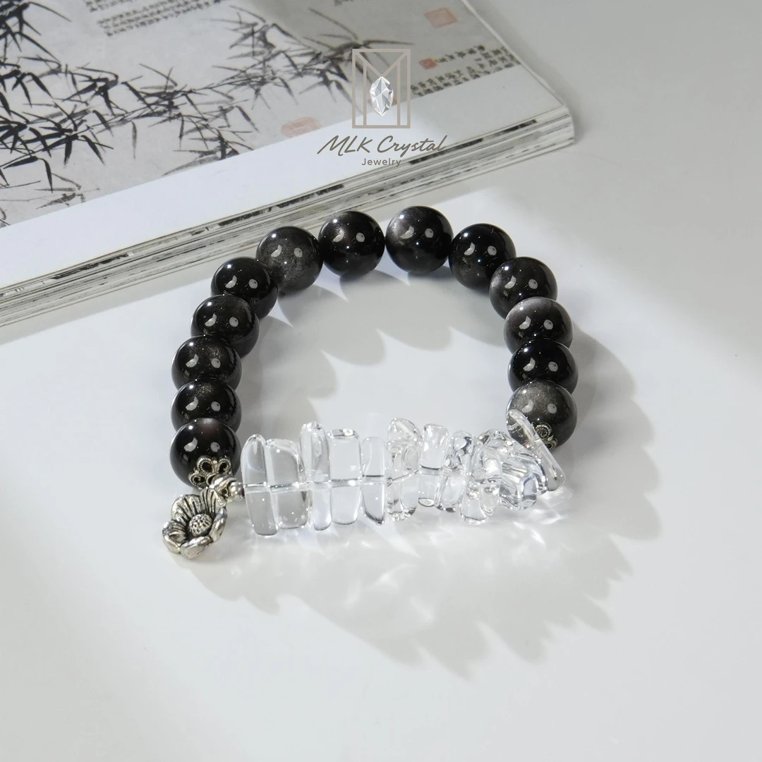 【一阳专属】白水晶黑曜石手串S65XH5458