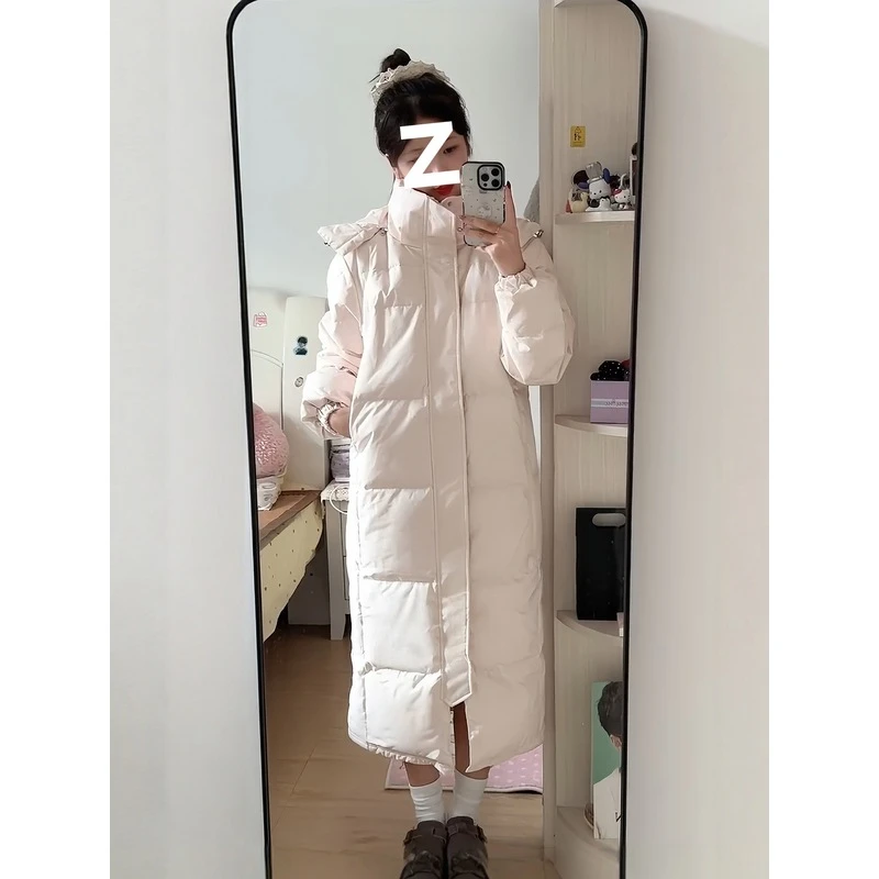 中戏羽绒棉服女长款过膝加厚2025年冬季新款情侣棉衣韩板宽松外套