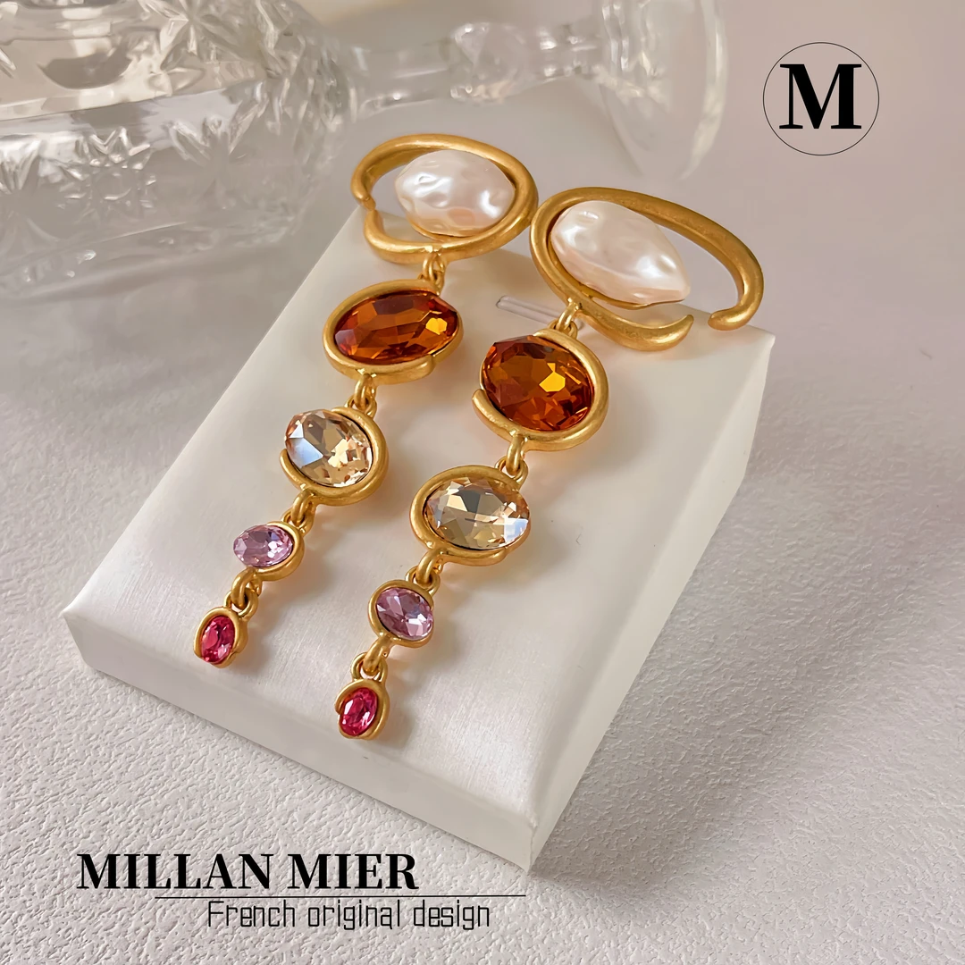 铜合金玻璃耳饰 OS纽约原创高级千金小众设计耳环