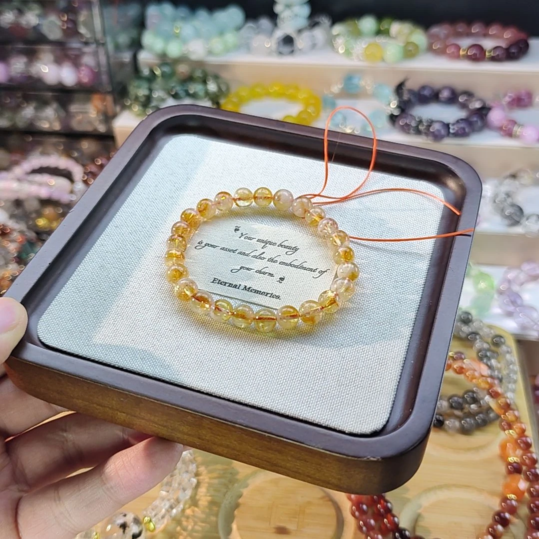 水晶手链合金黄塔7.5mm