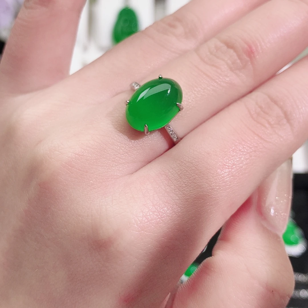 零***渡玛瑙/玉髓银S925镶嵌戒指纯天然珠宝玉石正品鸽子蛋戒指银