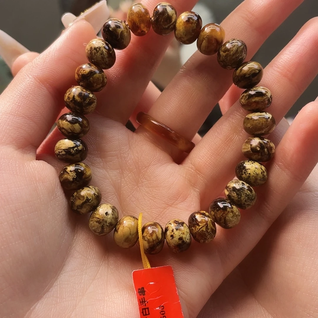 琥珀未镶嵌裸石抚顺琥珀9➕手串干白花