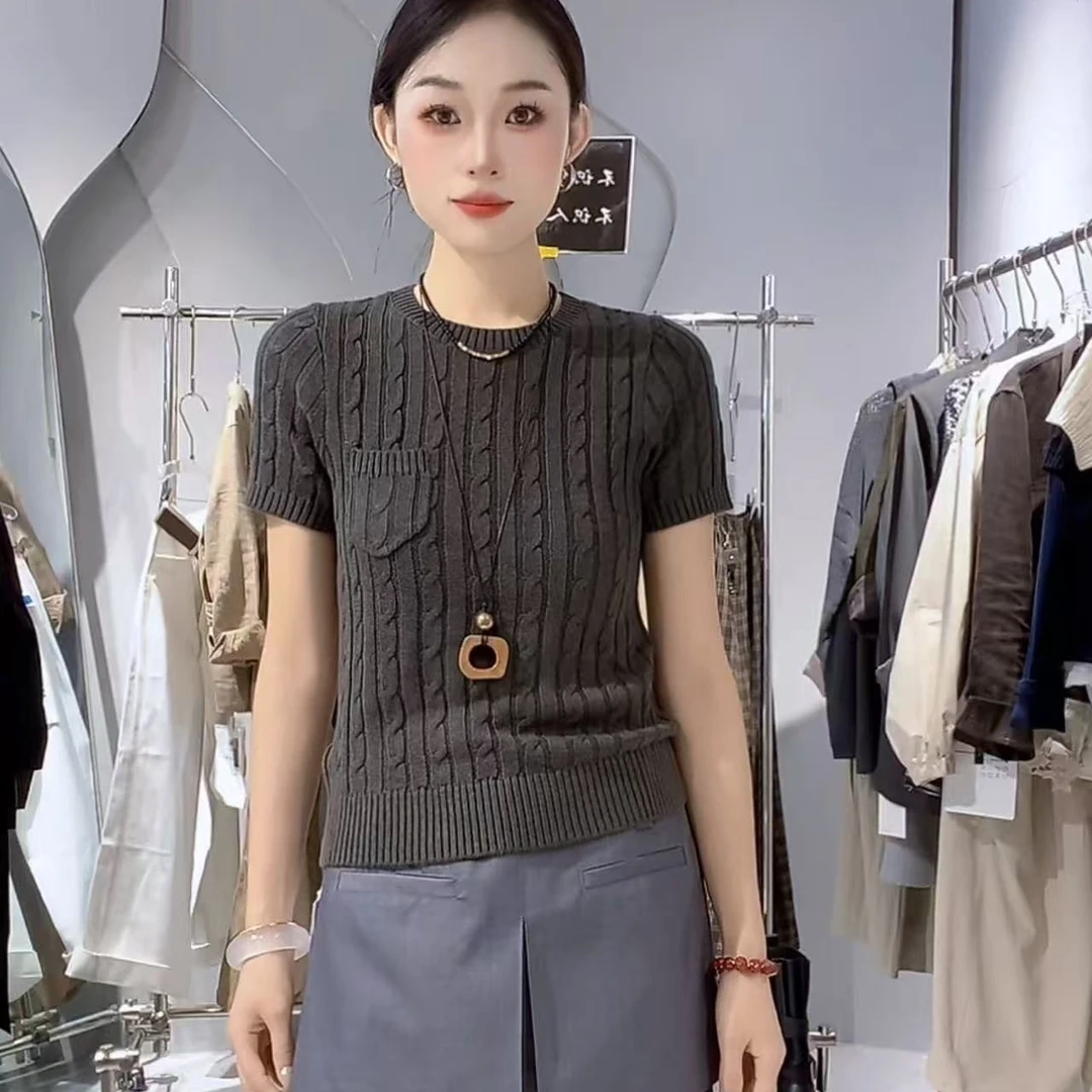 JINTAIYANG【3141】永恒经典拉花高级感短袖针织