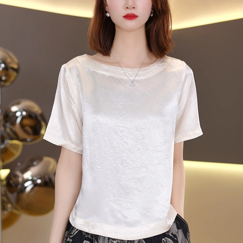 2025夏季新款短袖T恤上衣女洋气显瘦夏天轻薄透气衣服 2981