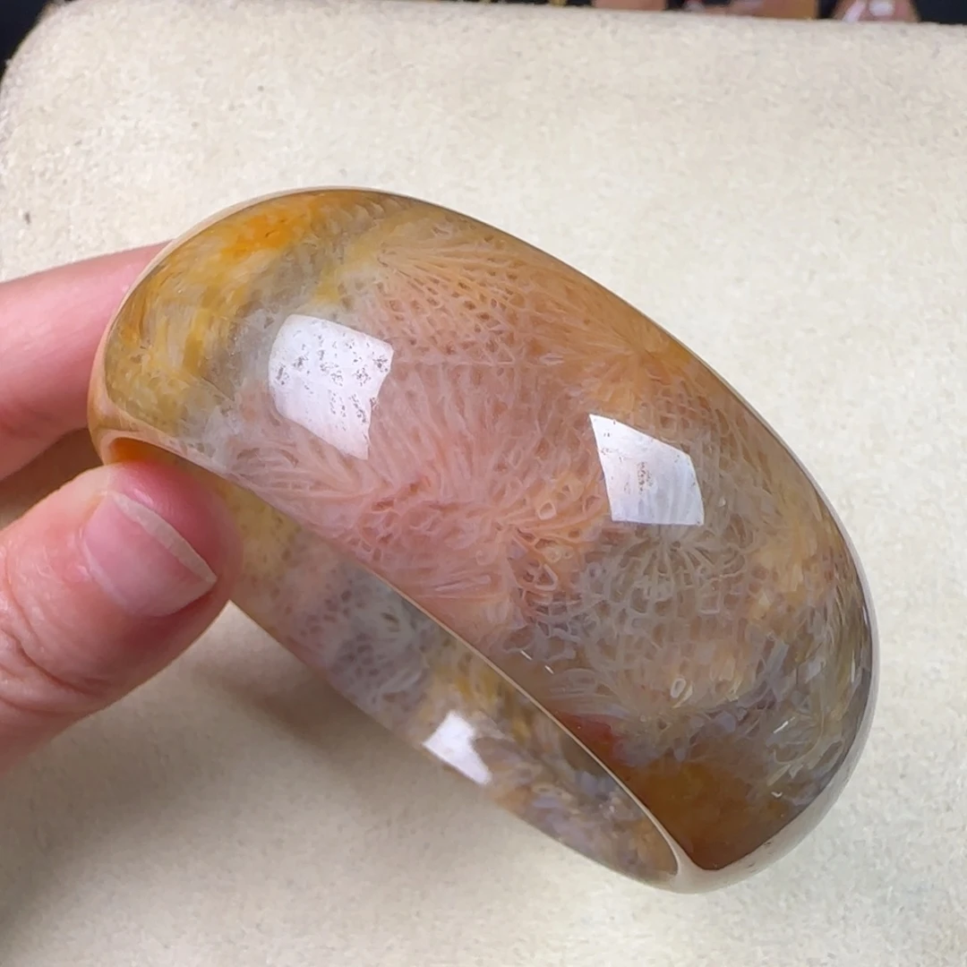 硅化玉未镶嵌手链54.7圈果冻彩羽毛