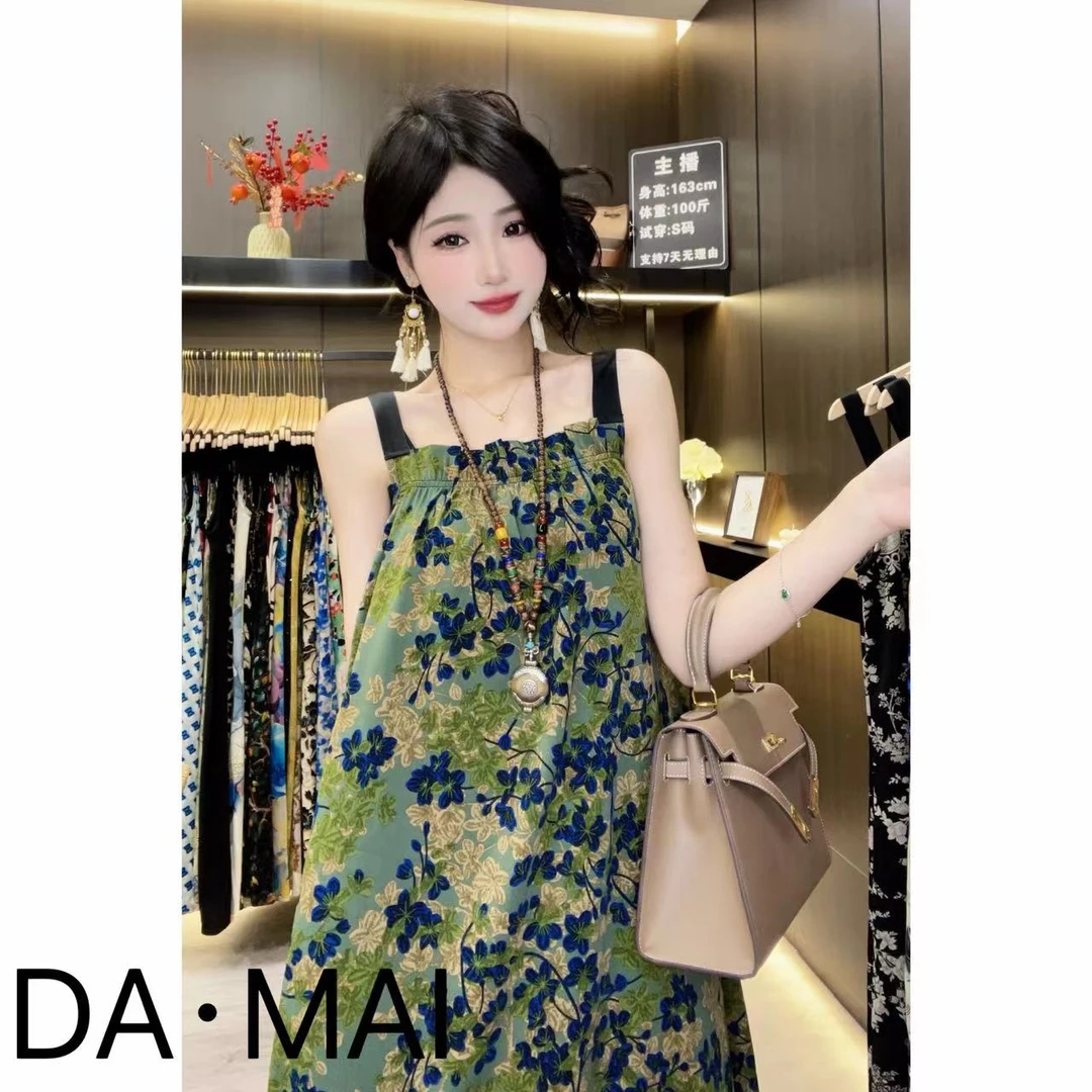 DA.MAI-8412#2025女款轻奢宽松长裙春夏缎料无袖气质时尚连衣裙