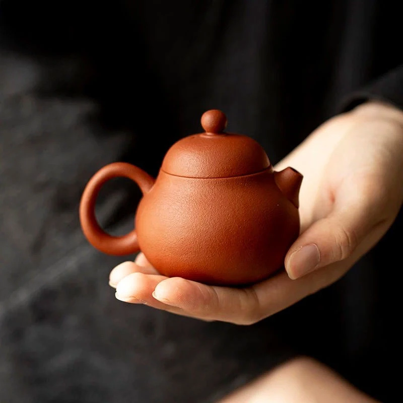 中式手工原矿朱泥橘皮文旦壶家用功夫茶具小品茶壶
