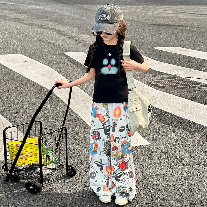 女童套装夏装2025新款洋气儿童装夏款短袖女孩夏季裤子炸街两件套