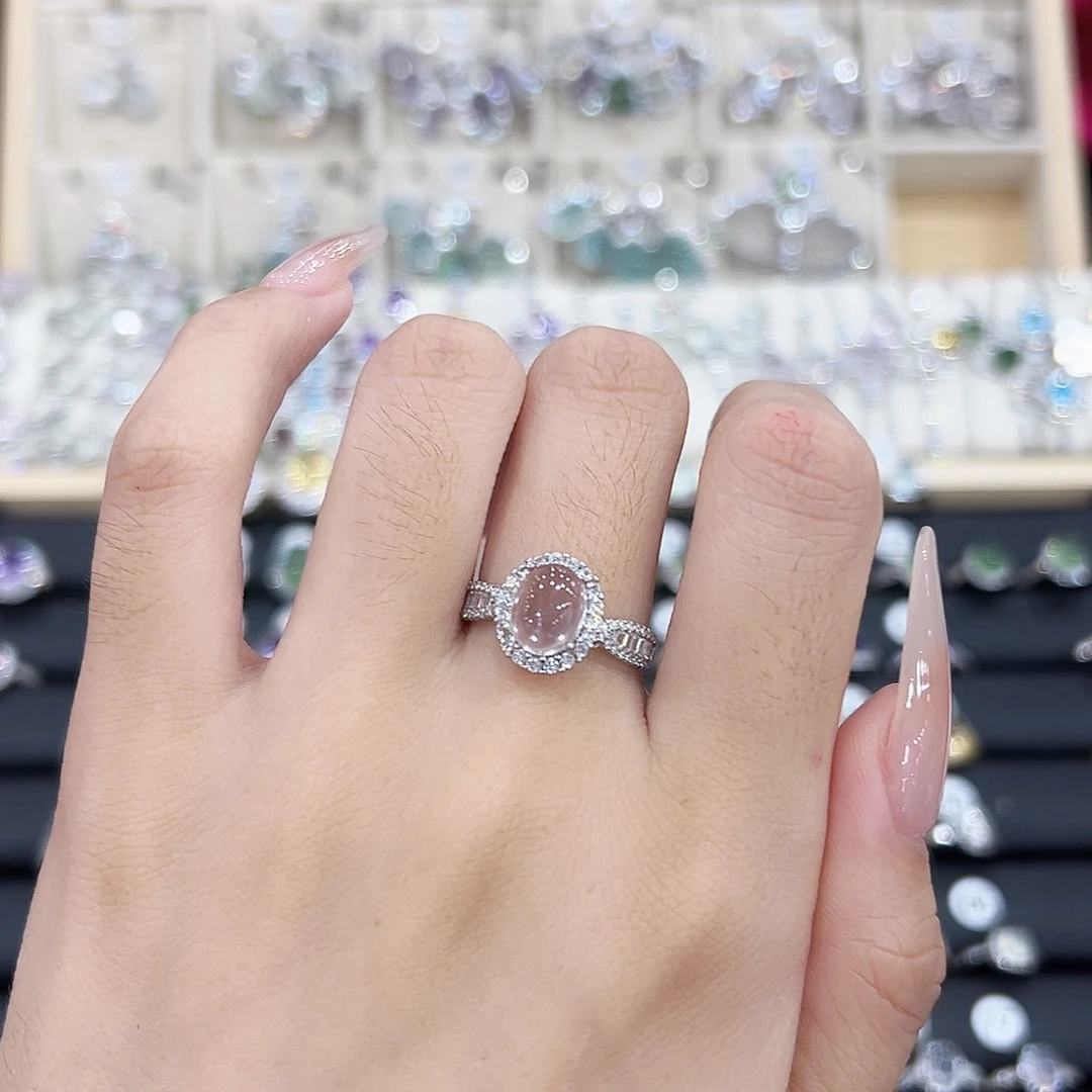 岫玉银S925镶嵌戒指