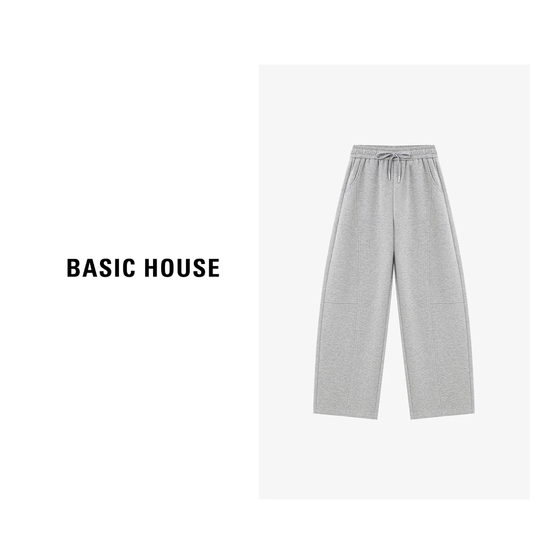 Basic House/百家好秋冬新款简约直筒加绒百搭卫裤-B0625B5TDF2