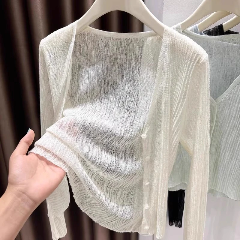 芊芊芙冰感透气针织开衫女夏季海边度假防晒披肩吊带裙外搭空调衫