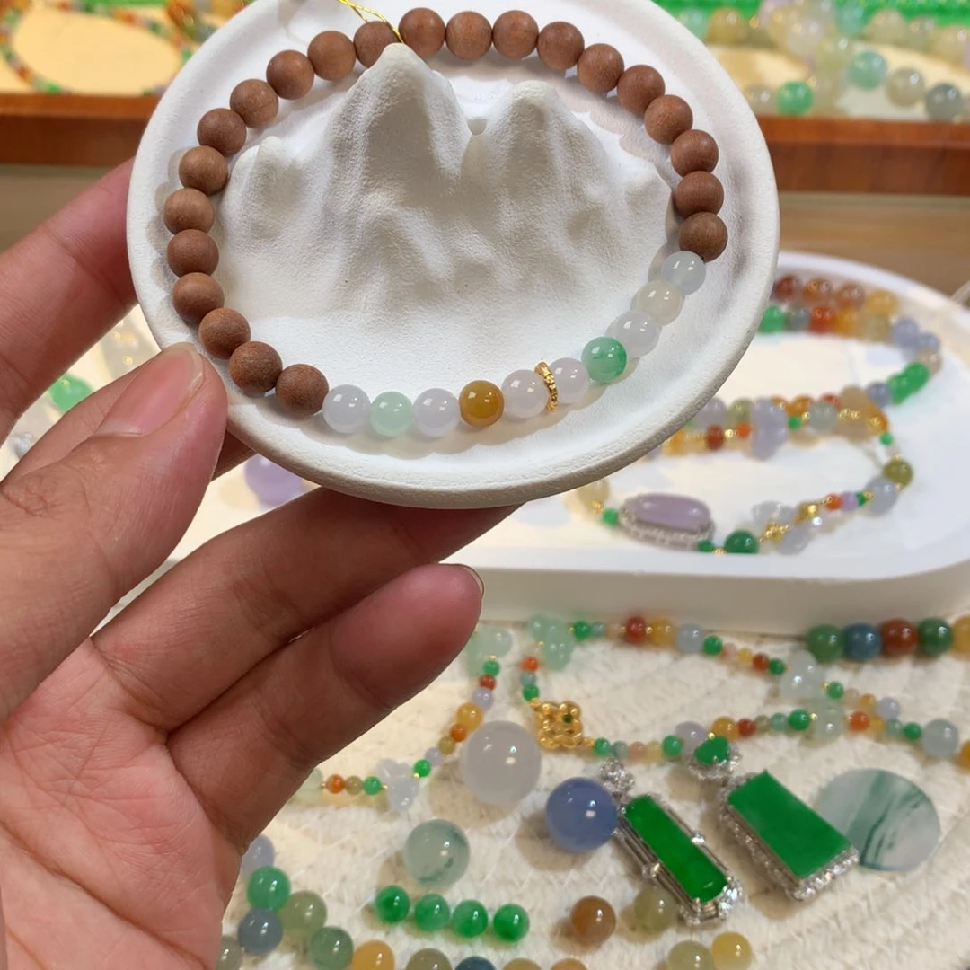 翡翠散珠翡翠木珠DIY