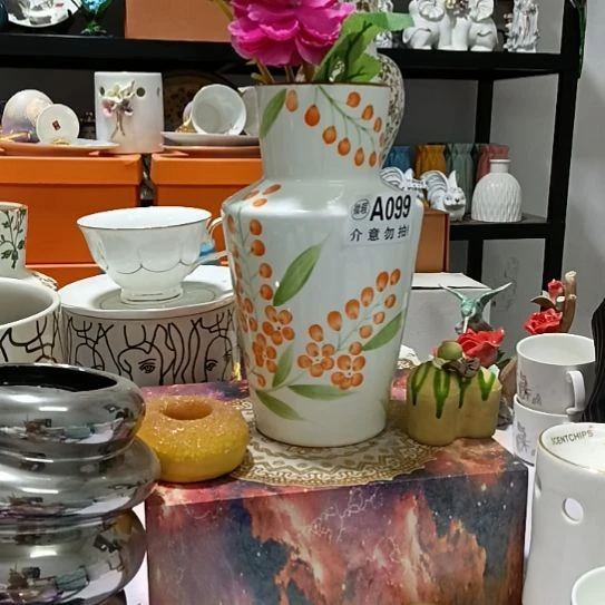 瓷片高22口8陶瓷花瓶加花